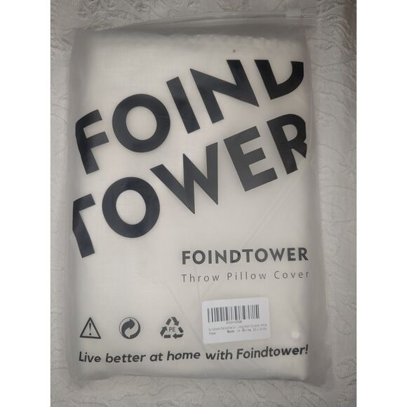 🛏️ Foindtower Ivory Chenille Pillow Covers 20x20 Set of 2 - Picture 6 of 7